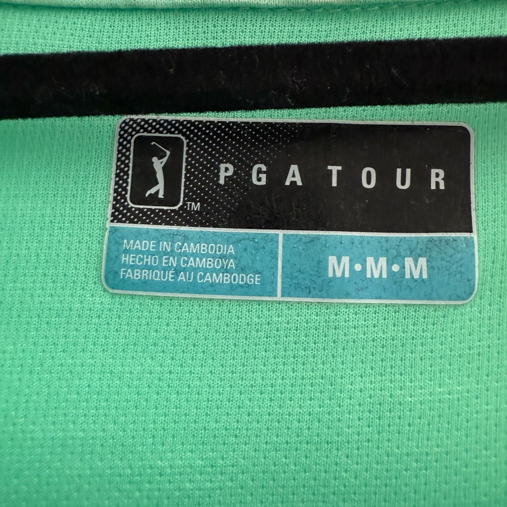 PGA Tour Mint Men's Green Short Sleeve Collar Polo Golf Casual Shirt Medium - Picture 2 of 8